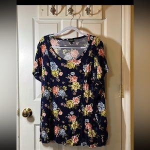 Torrid size 3 Fit and Flare blue floral short sleeve